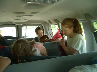 Some fiddling action in the van somewhere west of Cape Breton