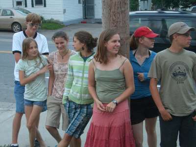 Waiting for Sasha, Ann and Mark outside the Red Shoe in Mabou